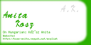 anita kosz business card